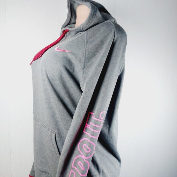 Nike Women's Grey Pink Dri-FIT Just Do It Lightweight Pullover Hoodie Size L - Picture 11 of 14